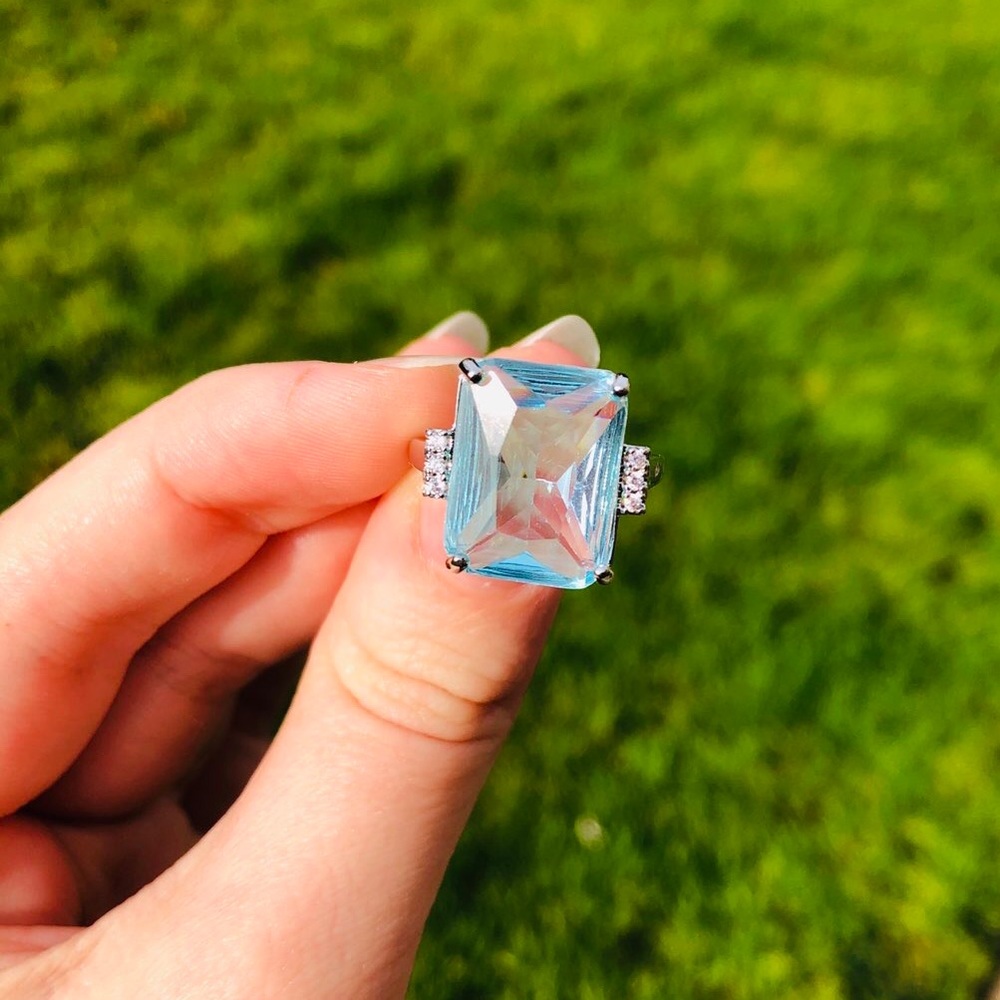 NEW Aquamarine Sterling Silver Ring - Picture 6 of 7